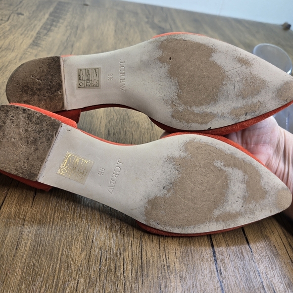 J. Crew Orange Red Suede Kilted Pointed Toe Dorsay Tassel Flats - Picture 4 of 13